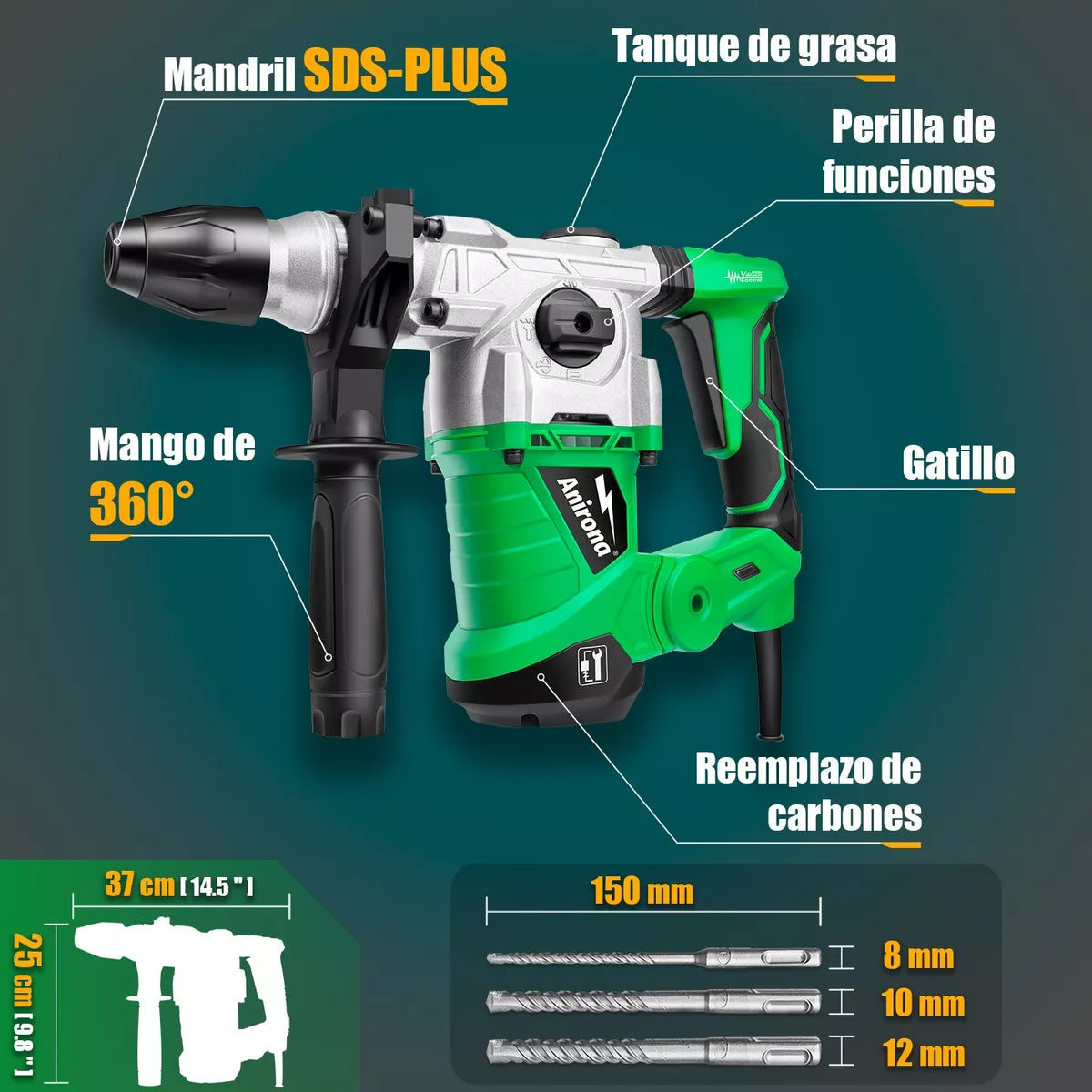 Rotomartillo Cincelador Anirona Industrial Sds 1750w Ma3288