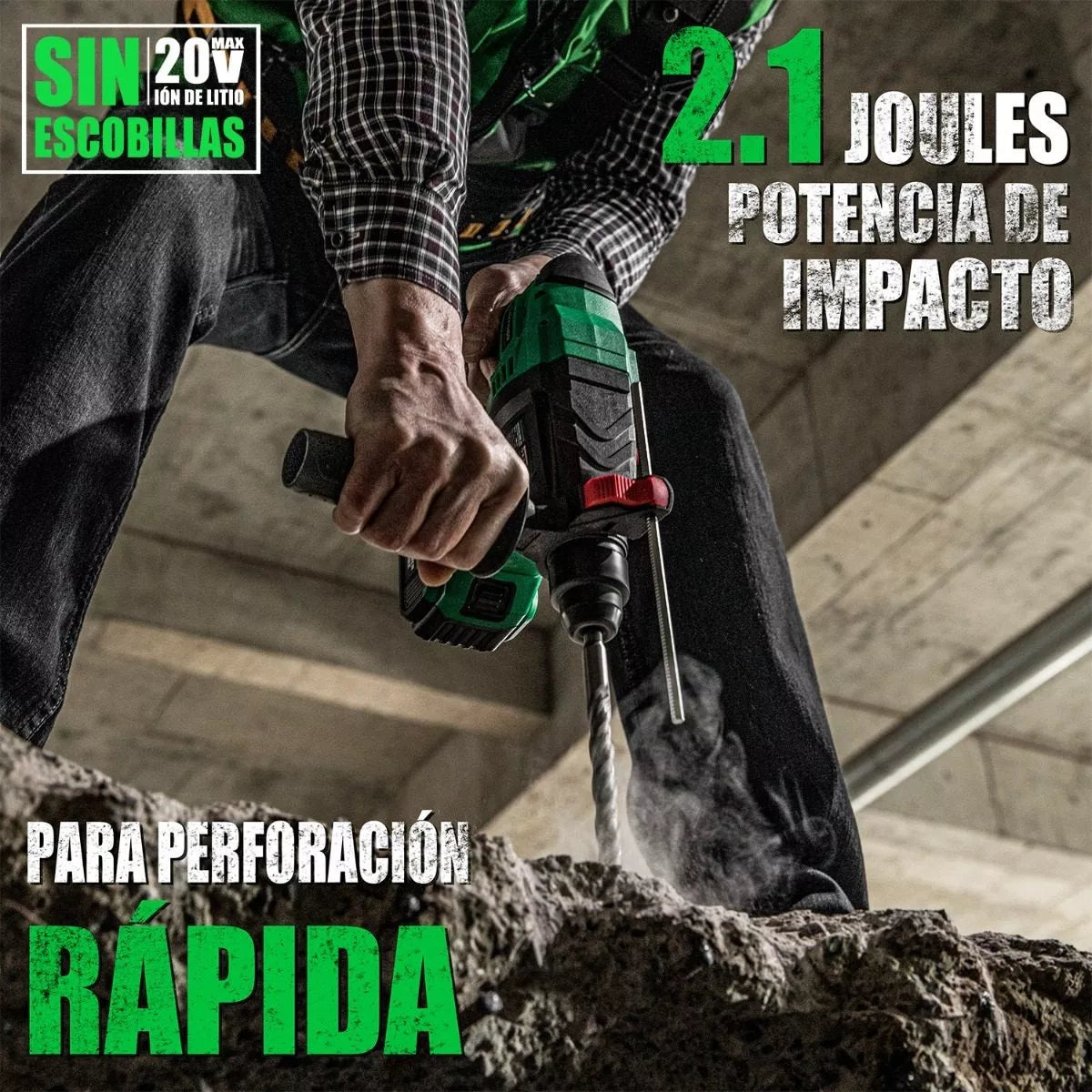 Rotomartillo Taladro Sds-plus Anirona Con 2*4.0ah Batería