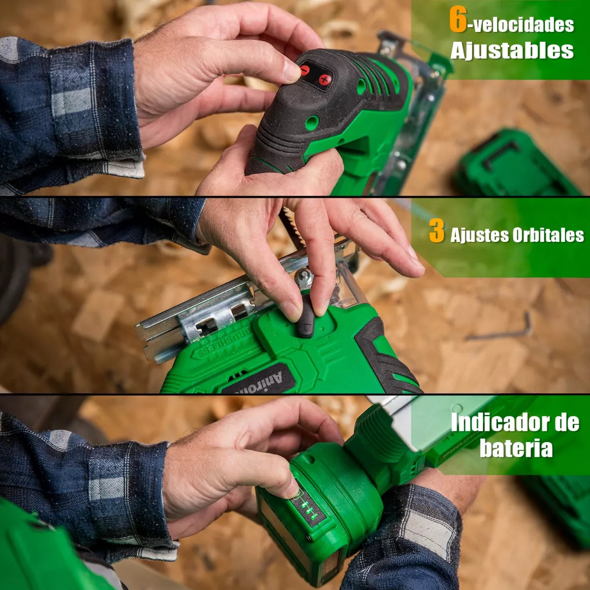 Sierra Caladora Inalámbrico Sin Carbones Anirona 2 Baterías