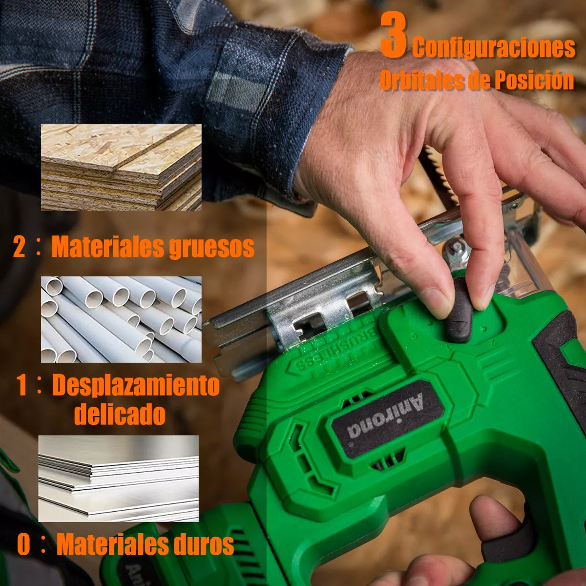 Sierra Caladora Inalámbrico Sin Carbones Anirona 2 Baterías