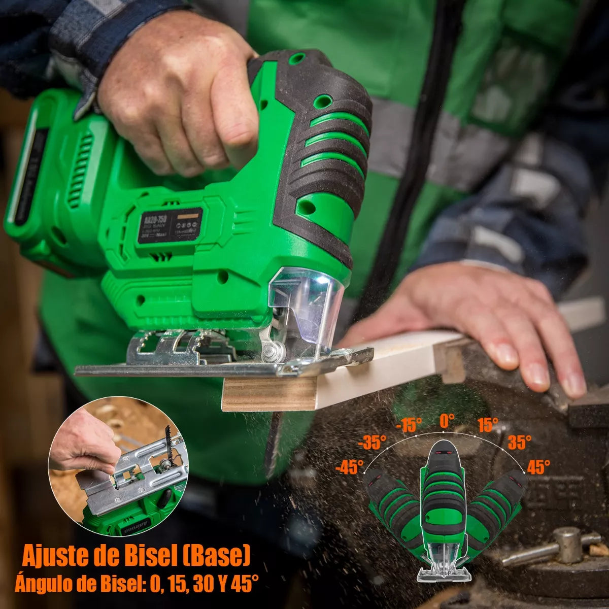 Sierra Caladora Inalámbrico Sin Carbones Anirona 2 Baterías