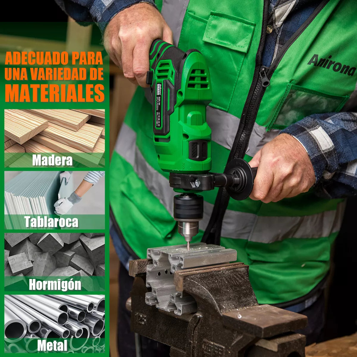 Taladro Rotomartillo 1/2'' Prof 800w Anirona Rh800 C/brocas