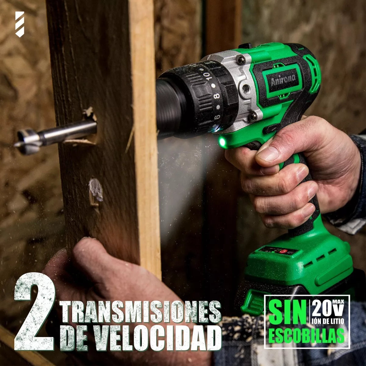 Taladro Rotomartillo Sin Carbones 1/2'' Con 2baterías 100 Nm