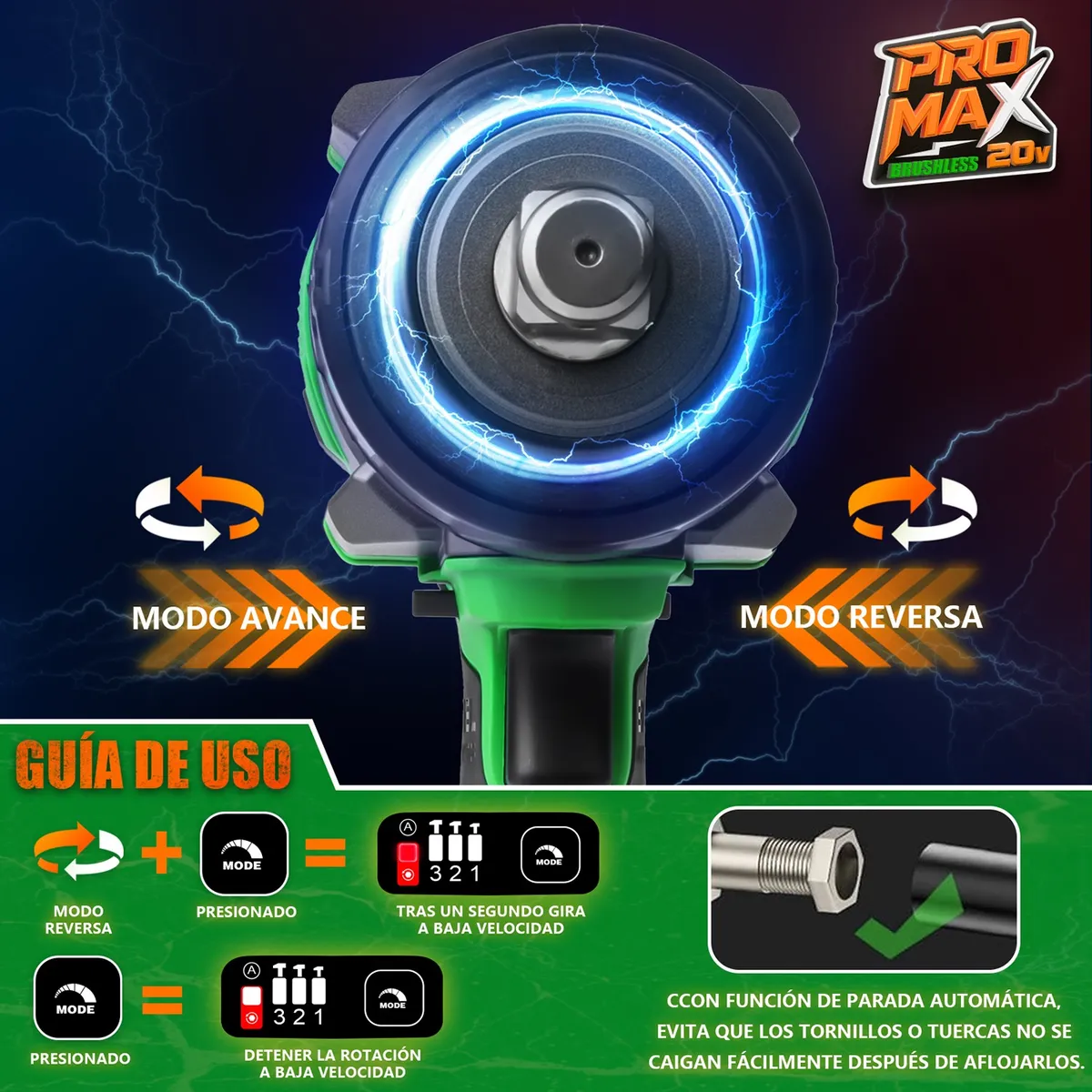 Llave De Impacto 1800nm Inalámbrica 3/4'' 6.0ah Batería Ind.W1800PM