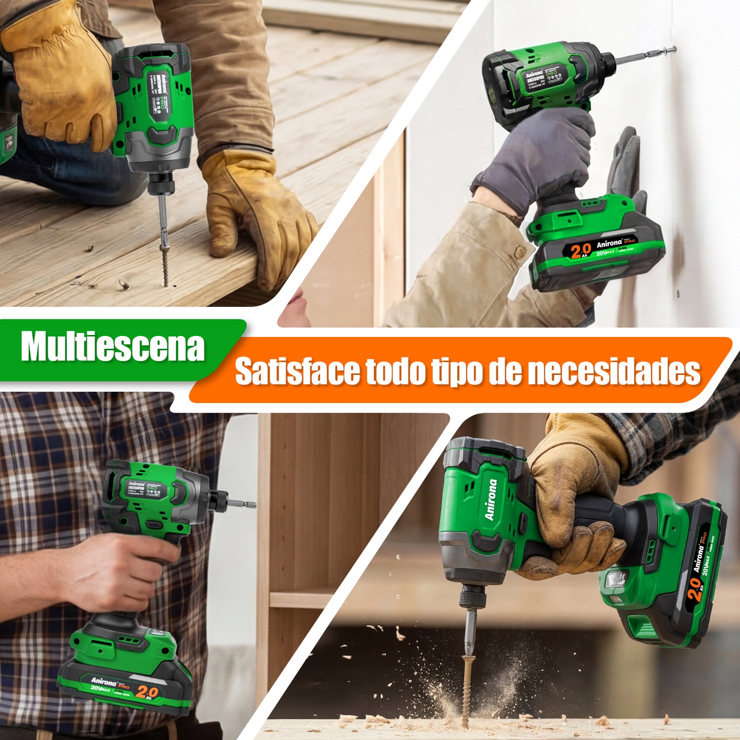 Atornillador De Impacto Sin Carbón 1/4 2baterías Anirona Pro AW260PRO