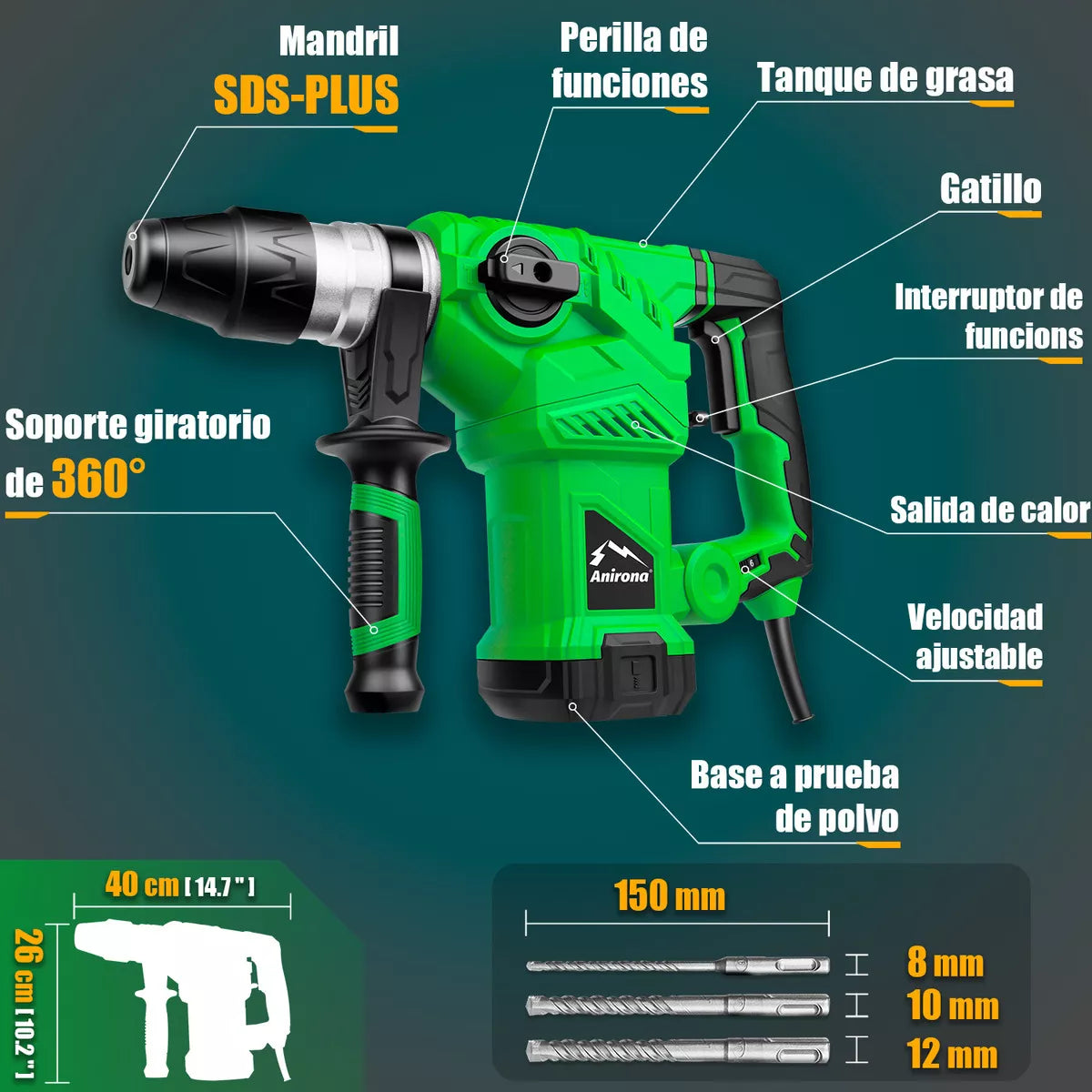 Rotomartillo Cincelador Anirona Industrial Sds 1700w Ma32