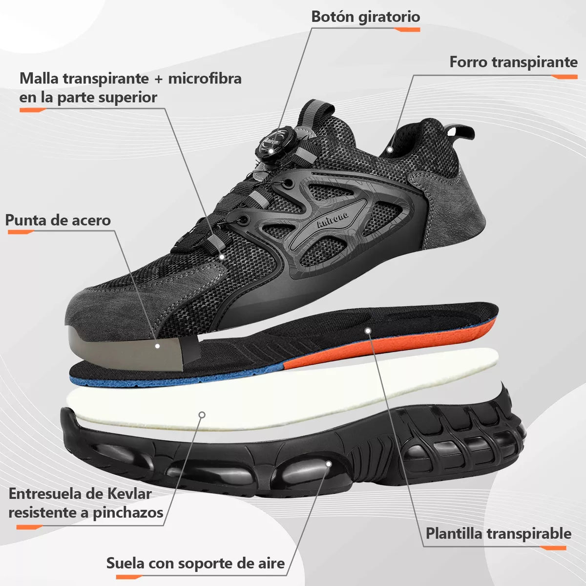Zapatos De Seguridad Tenis Industrial Trabajo Hombre Anirona