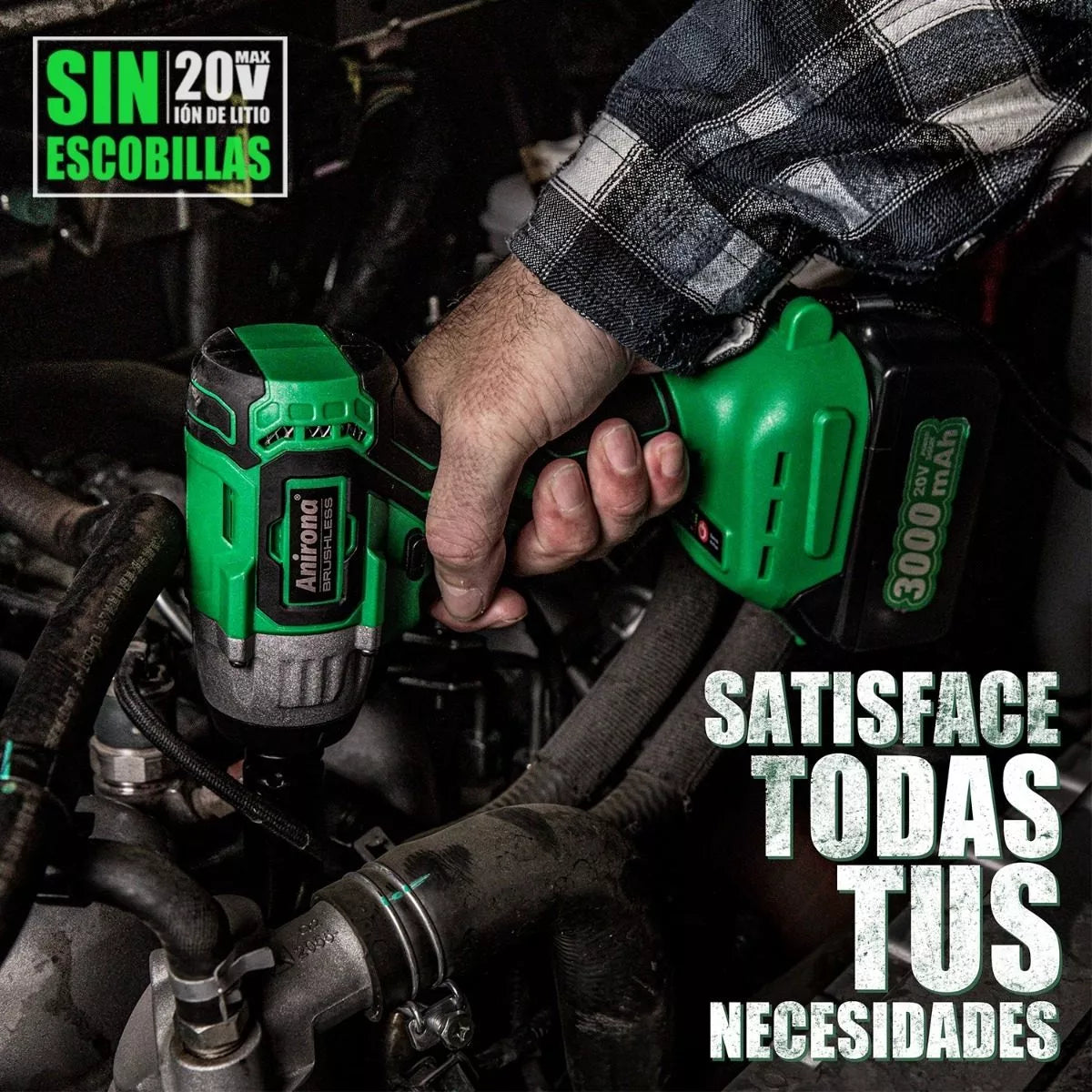 Llave De Impacto Inalámbrico Anirona De 20v 3.0ah Batería