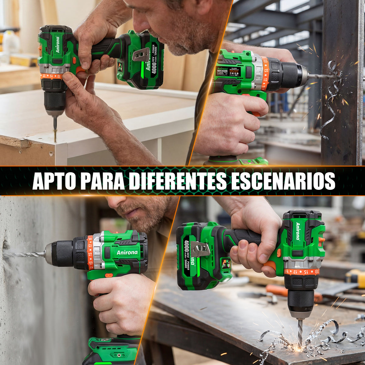 Taladro Rotomartillo Sin Carbón 1/2'' 4ah Anirona Promax AA20-J3420PM-1