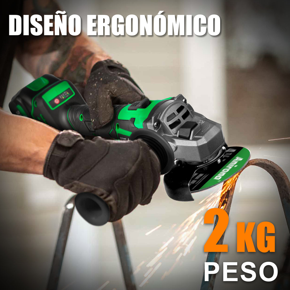 Esmeriladora Angular Sin Carbones Inalámbrica 4-1/2 Anirona AG115T