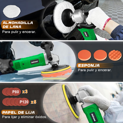 Pulidora Lijadora Eléctrica Autos 1600w 7"" Anirona Profi PD1600