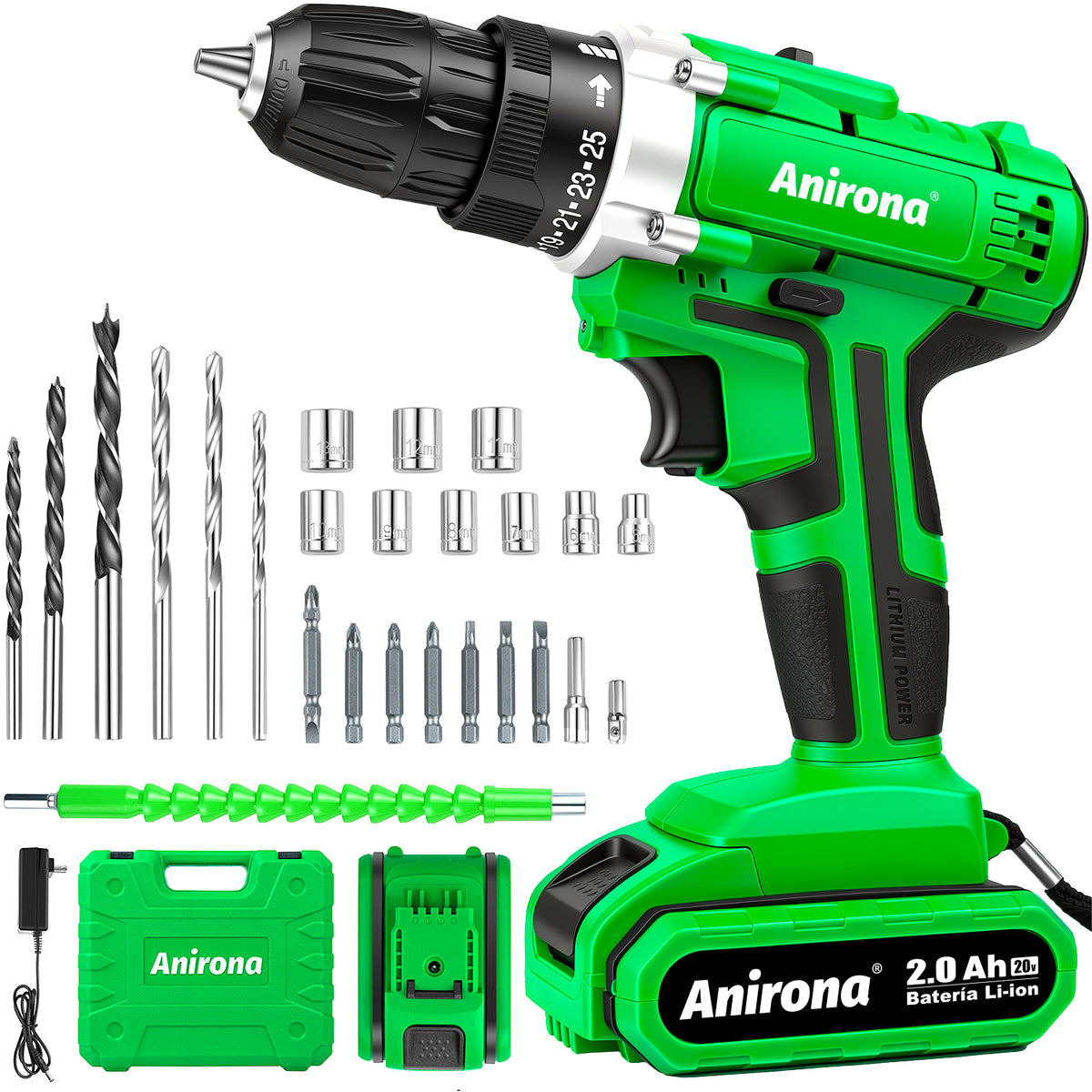 Taladro Atornillador Airona Aa2015-30 De 20v 1 Batería aa2015-30