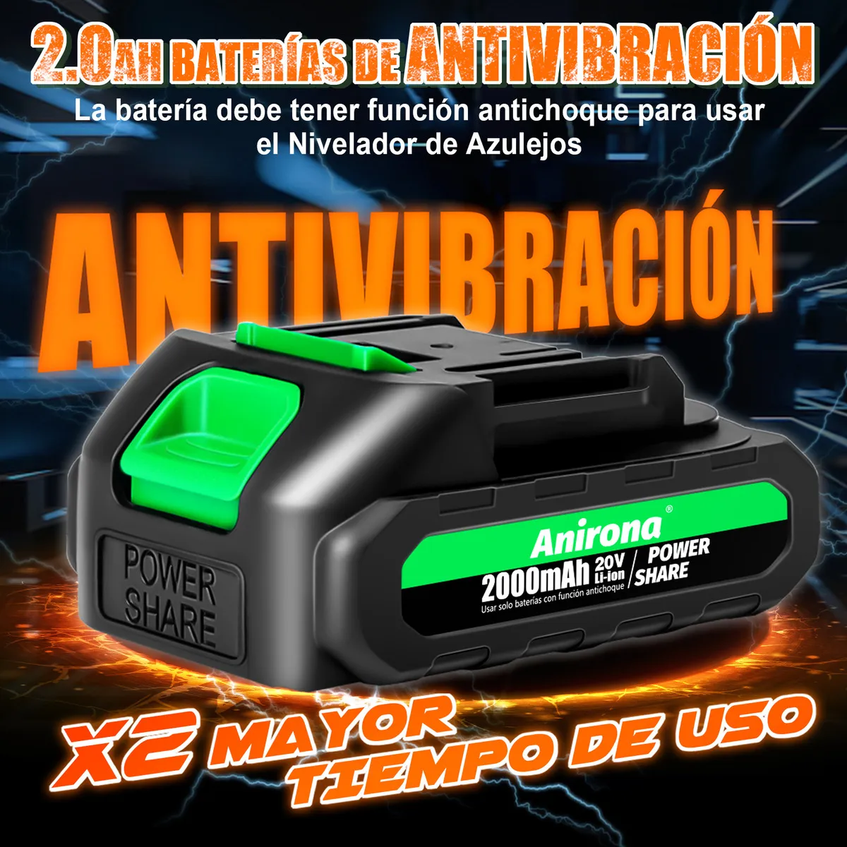 Vibrador Nivelador De Azulejos Adsorción 2 Baterías Anirona