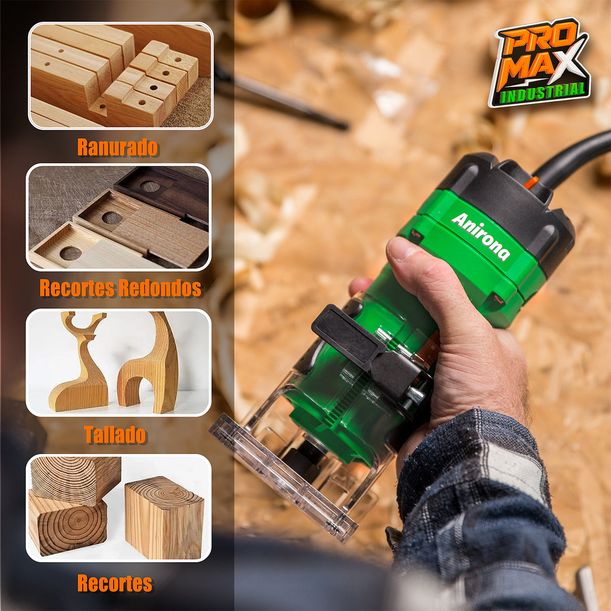 Router Anirona 800w +5 Brocas Carburo 1/4'' AR800
