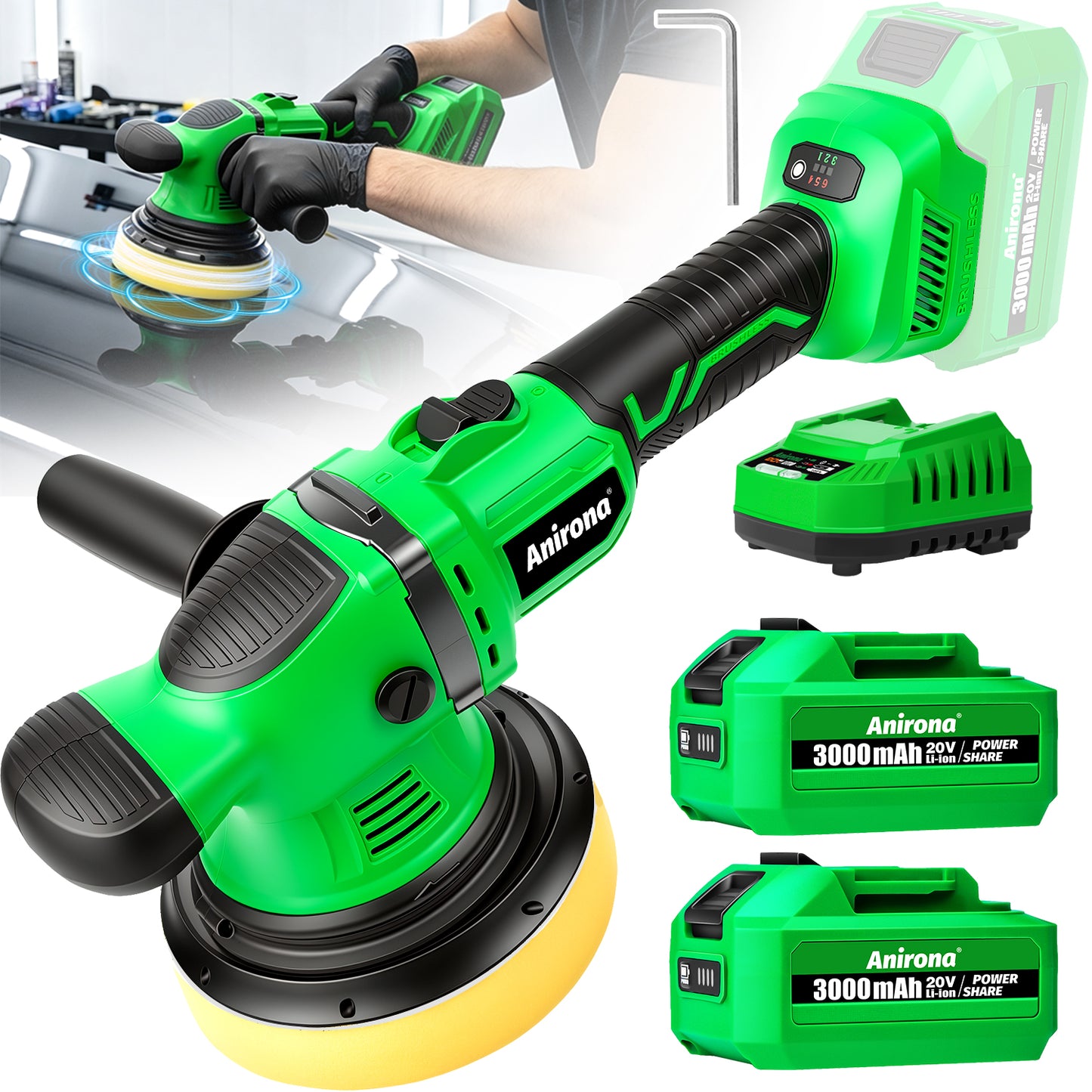 Pulidora Inalámbrica 20v Roto Orbital Doble Acción 6'' Auto AA20-PD8633