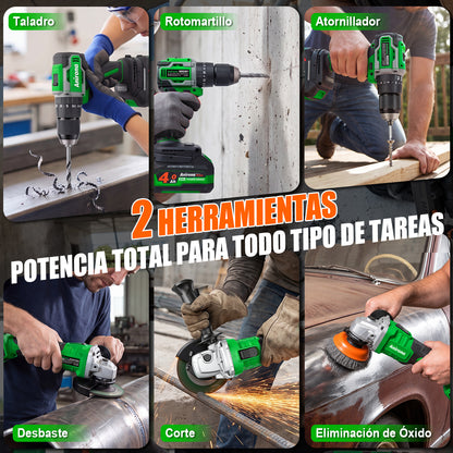 Taladro Rotomartillo &amp; Esmeriladora Angular Inalámbricos 20v KIT305