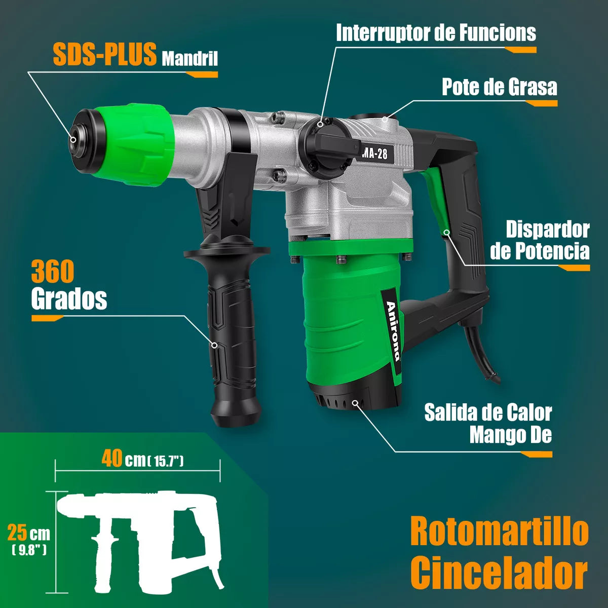 Rotomartillo Cincelador Anirona Industrial Sds 1600w Ma28