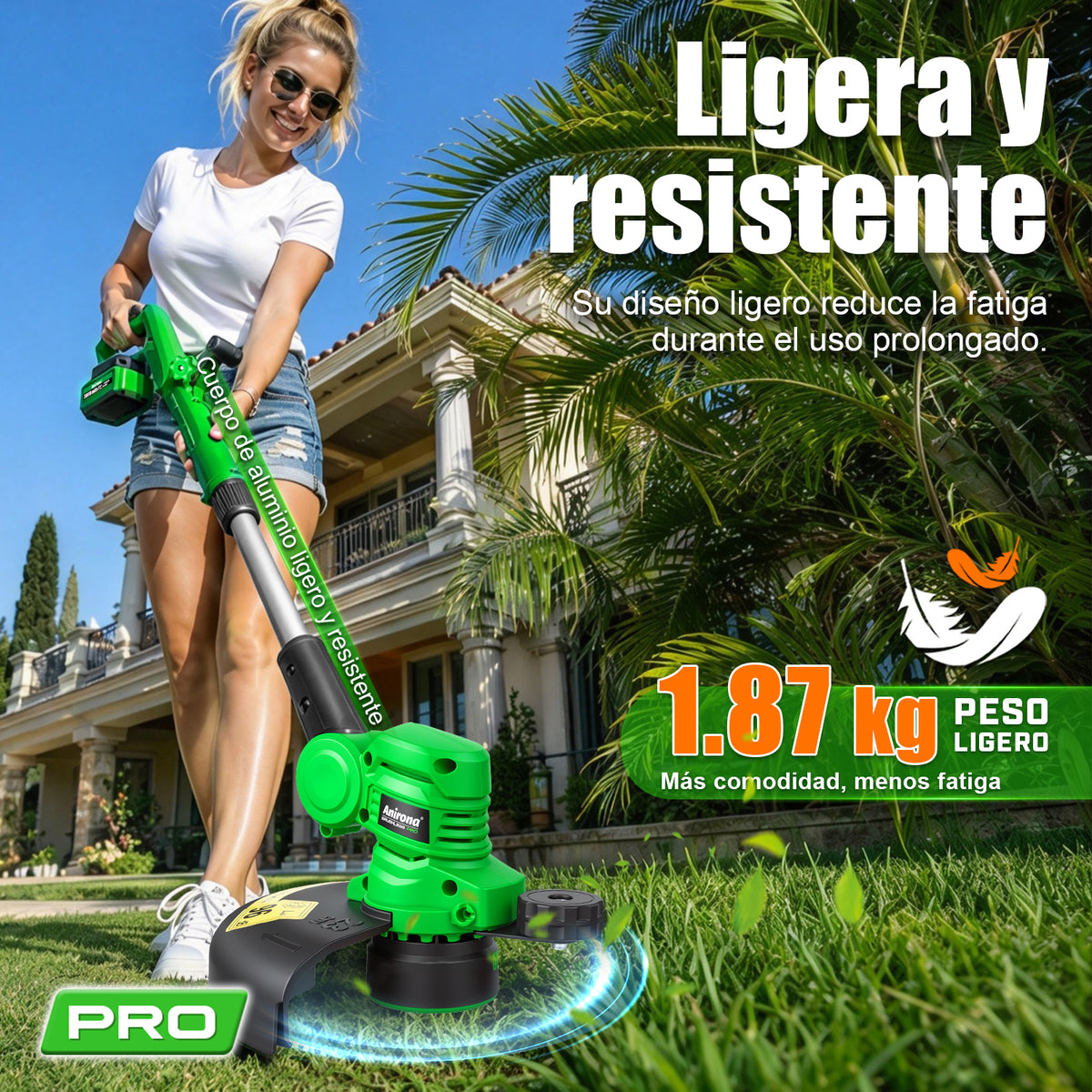 Desbrozadora Inalámbrica Eléctrica 9'' De Corte 20v Anirona AA20-L05A