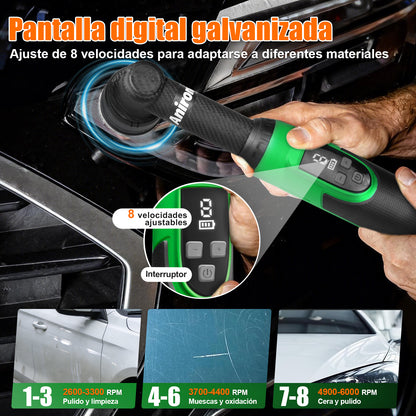 Pulidora Orbital De Doble Acción Con 2 Baterías Anirona PD12