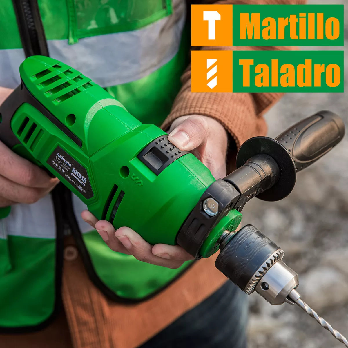 Taladro Rotomartillo Anirona 1/2 Pro 910w C/brocas Y Puntas