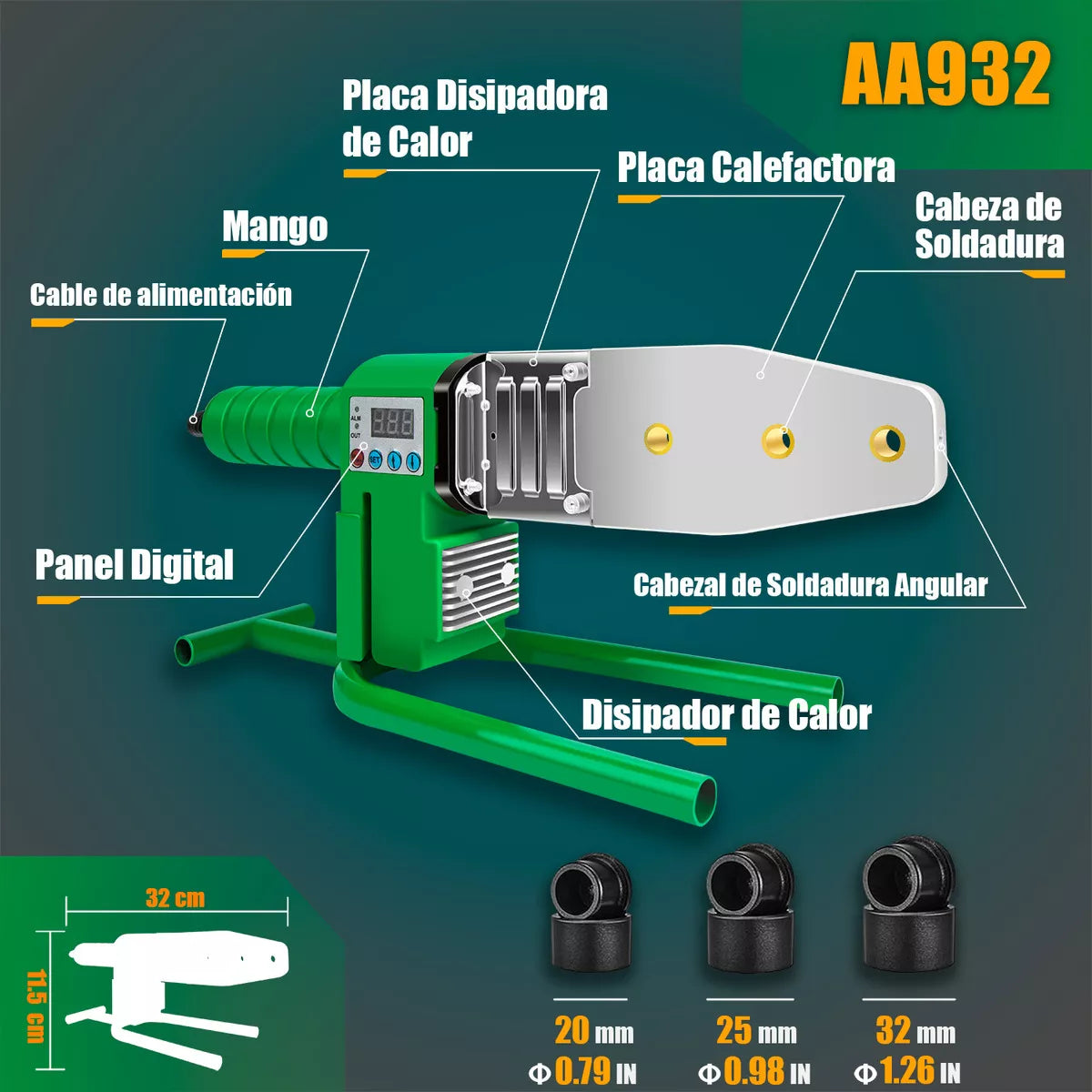 Termofusora Kit 1000w Para Ppr Con 3 Dados Anirona Aa932 Pro