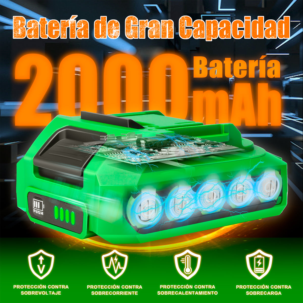 Taladro Rotomartillo Sin Carbones Inalámbrico 20v Anirona AA20-T10-1