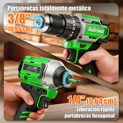 Kit De Atornillador De Impacto & Rotomartillo Sin Carbones AW965 &AA2015-BL