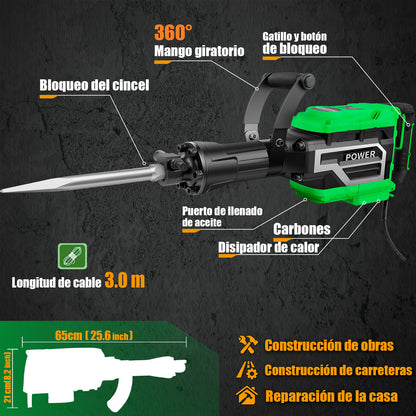 Demoledor Rompedor De Concreto Uso Rudo 2300w Anirona DH95A