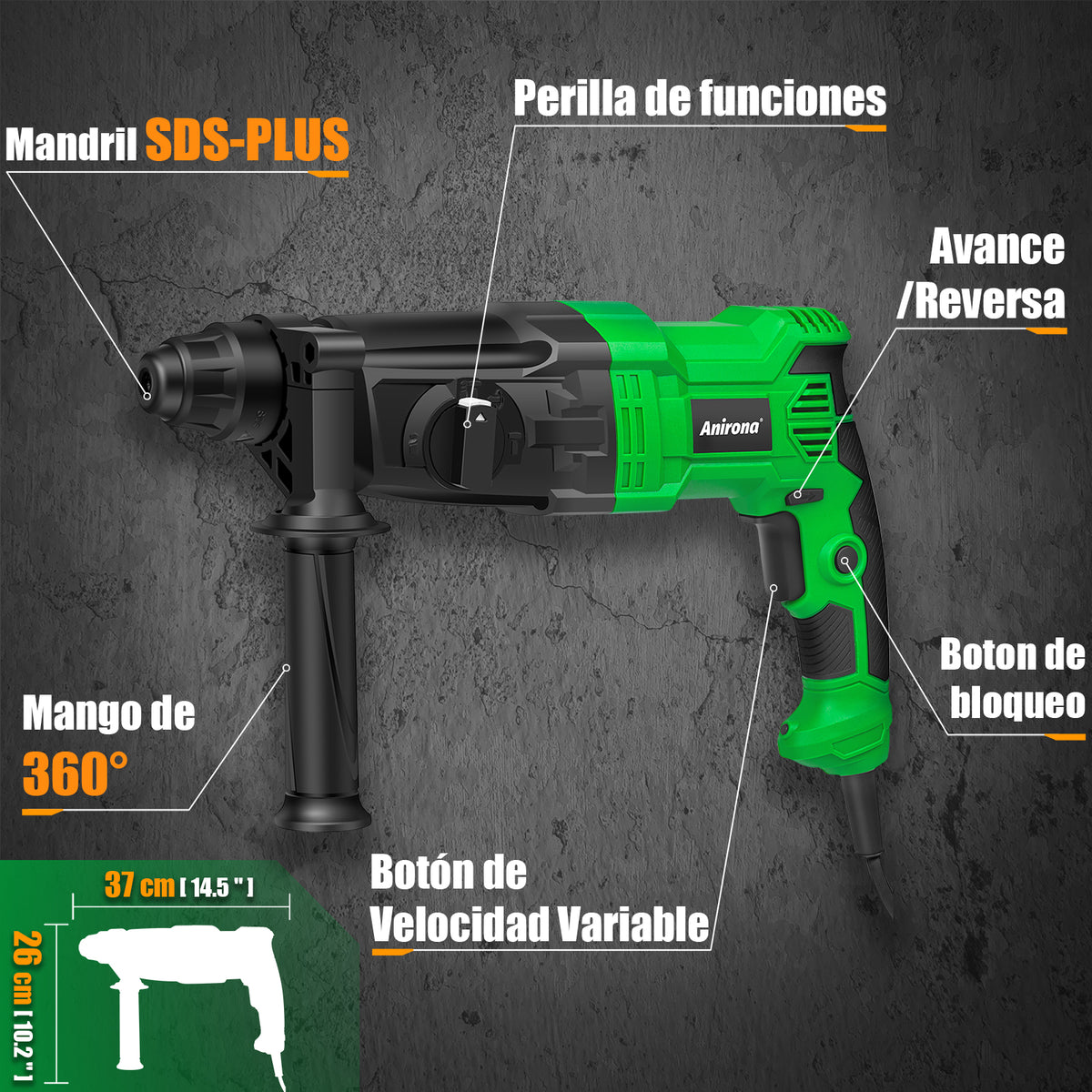 Rotomartillo Perforador Cincelador Sds 850w Anirona RH2600