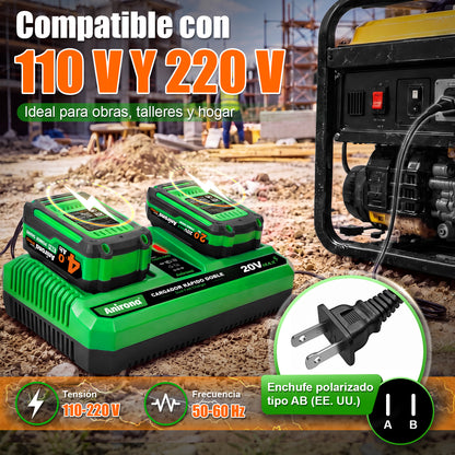 Cargador Doble Rápido 4a Para Baterías Ion Litio 20v Anirona CG20-4AD