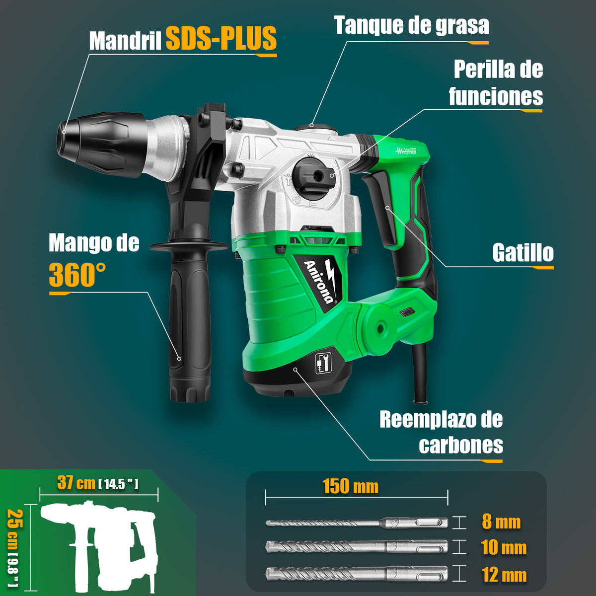 Rotomartillo Cincelador Anirona Industrial Sds 1750w MA3288