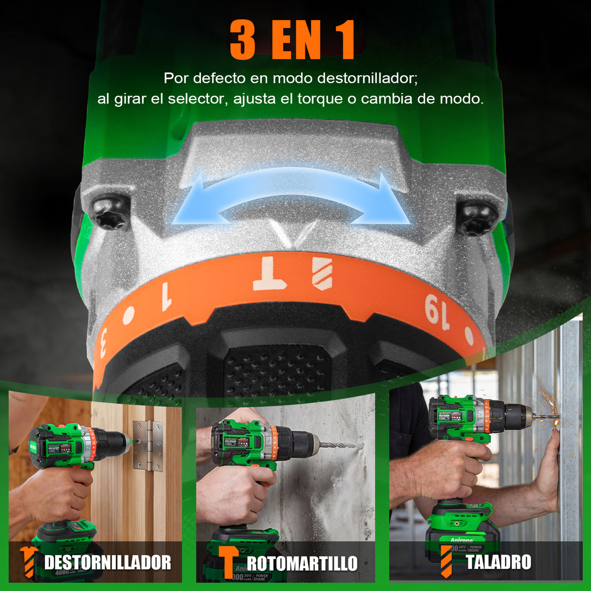 Taladro Rotomartillo Sin Carbón 2 Baterías 4ah 1/2'' Promax AA20-J3420PM