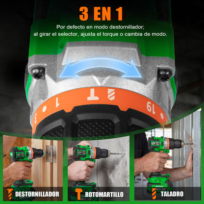 Taladro Rotomartillo Sin Carbón 1/2'' 4ah Anirona Promax AA20-J3420PM-1
