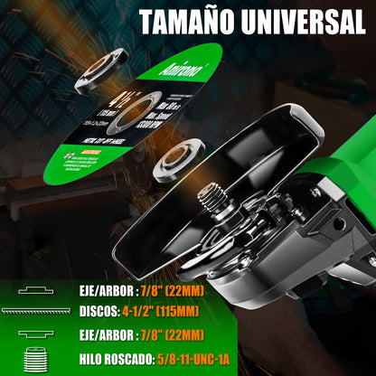 Esmeriladora Angular Inalámbrica 4-1/2 Sin Carbones Anirona AG115