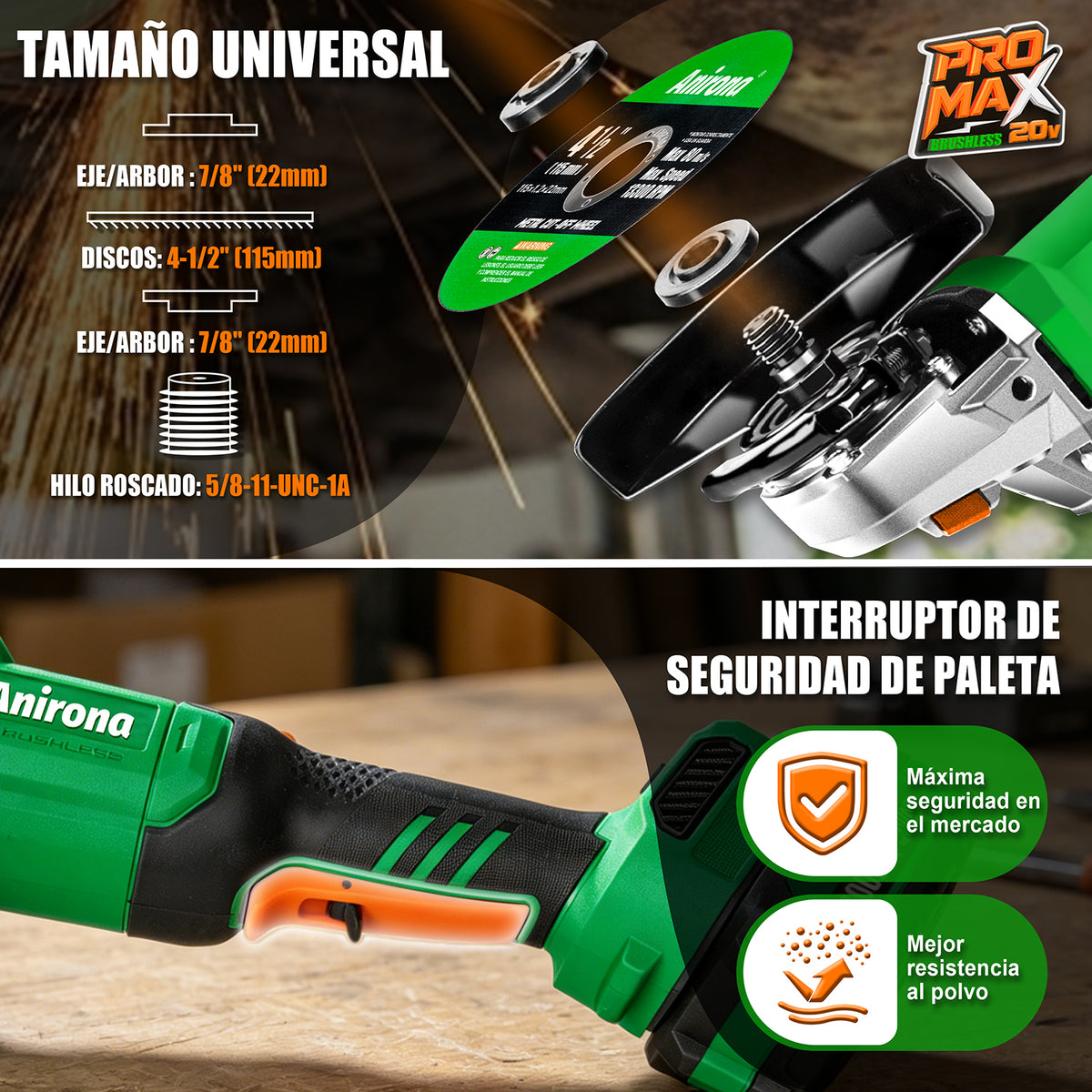 Esmeriladora Angular Inalámbrica Brushless 20v 1150w 4.0ah AG536PM
