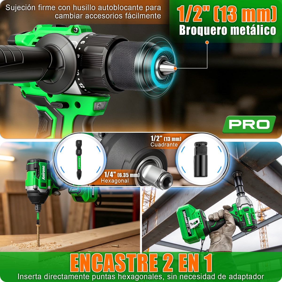 Kit Taladro Rotomartillo + Llave De Impacto 20v Brushless KIT1725