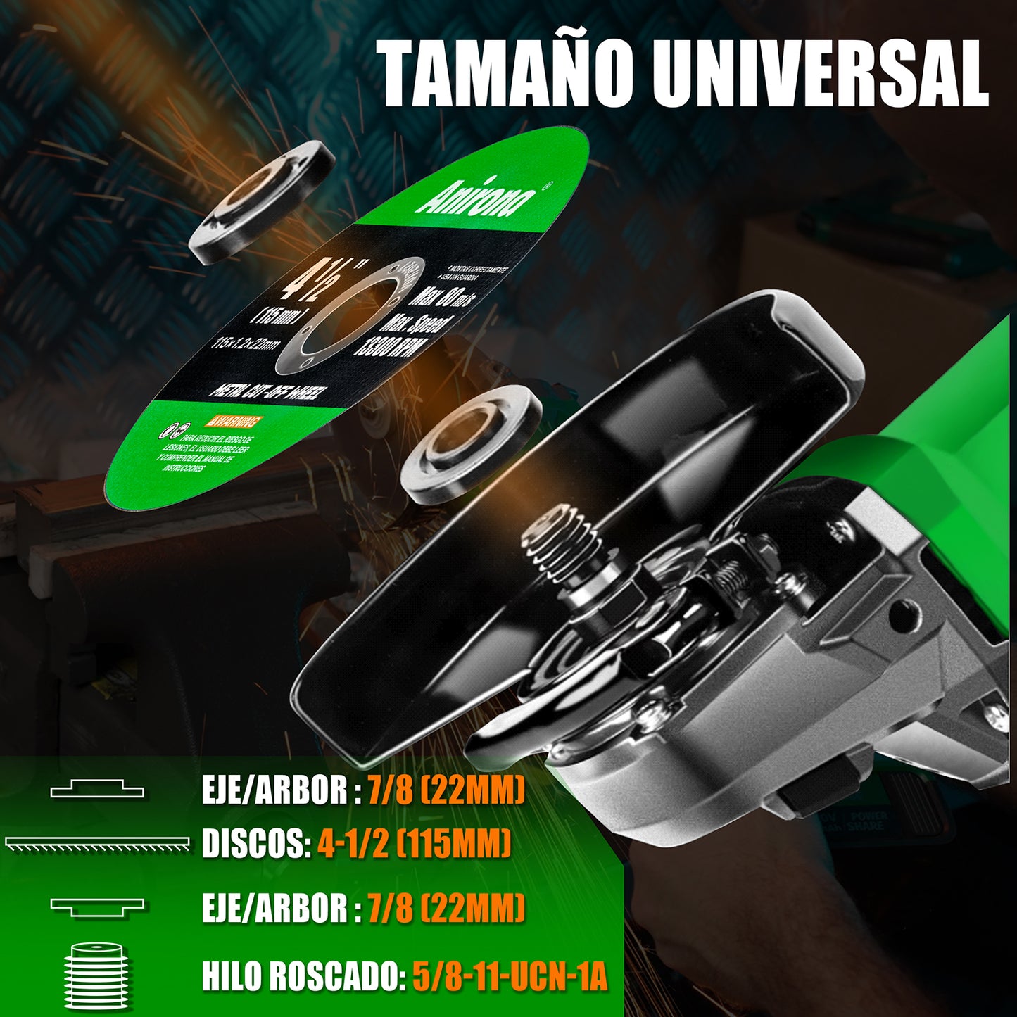 Esmeriladora Angular 1350w 4-1/2 Industrial Anirona AG1350LP