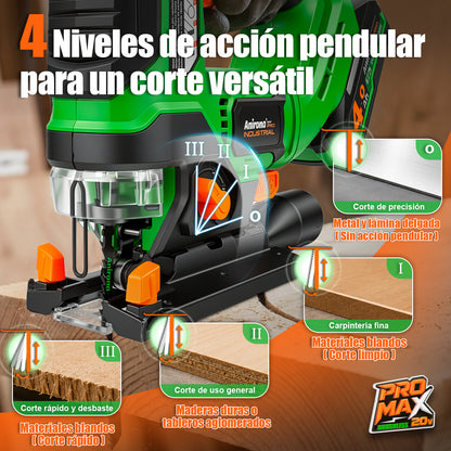 Sierra Caladora Inalámbrica Brushless 20v Anirona Promax AA20-JS254PM
