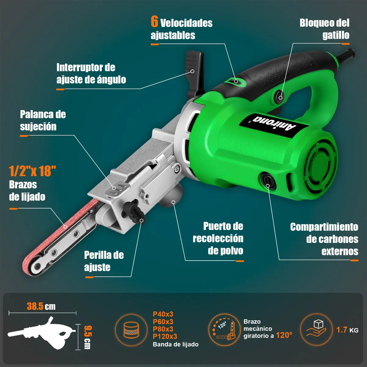 Mini Lijadora De Banda 1/2'' X 18'' Anirona Mbs457a