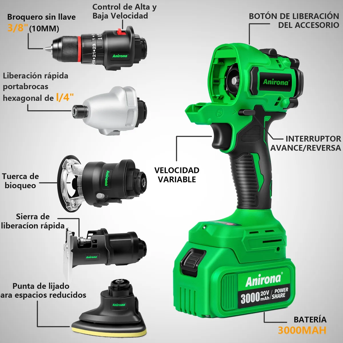 Metax Anirona 5-in-1 Cordless Woodworking Drill