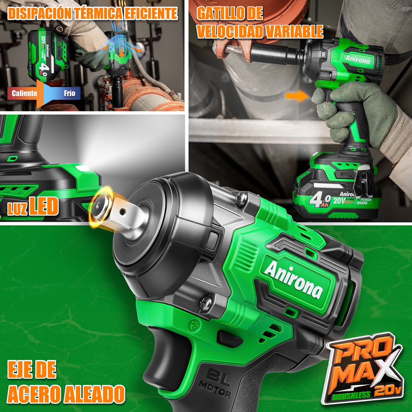 Llave De Impacto Inalámbrico 850nm 4000mah Anirona Promax W850PM