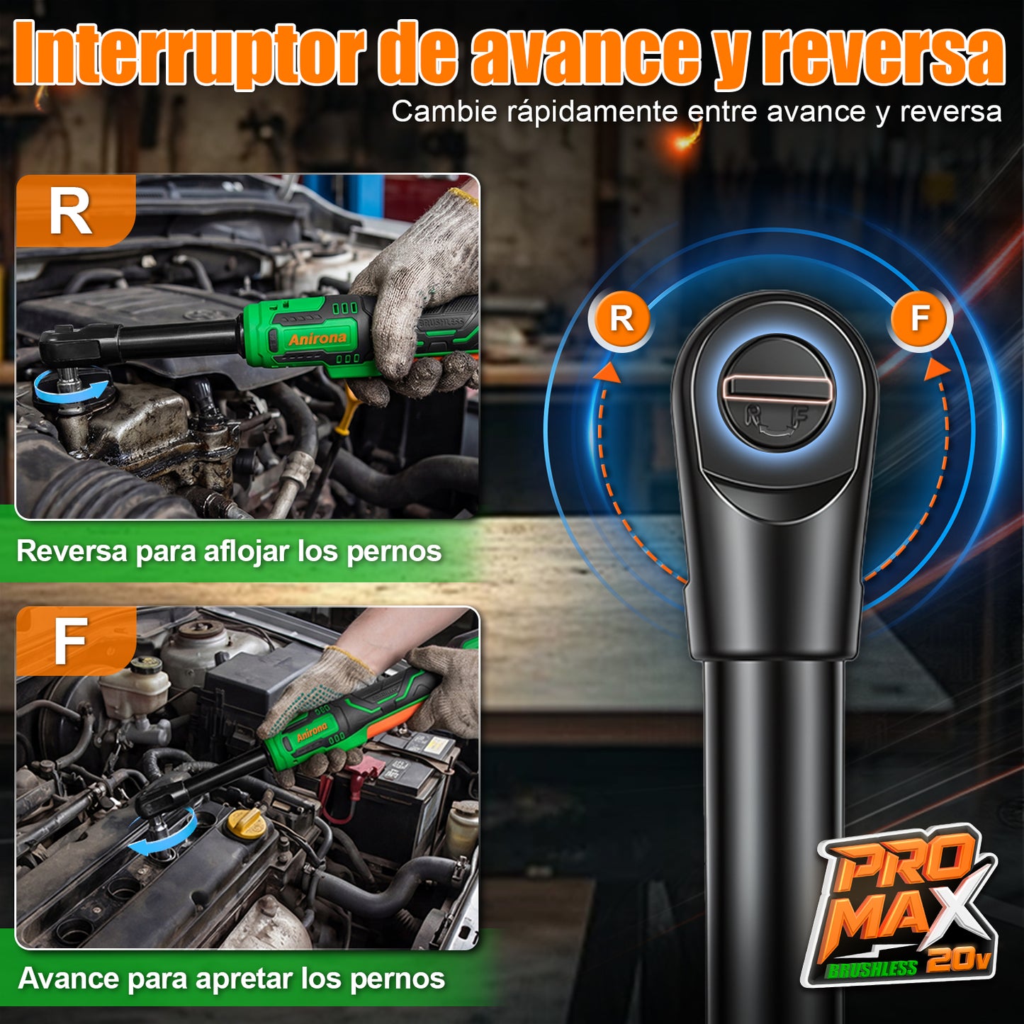 Llave Matraca Inalámbrica Ratchet Brushless Cabezal Largo AA20-RW5120B