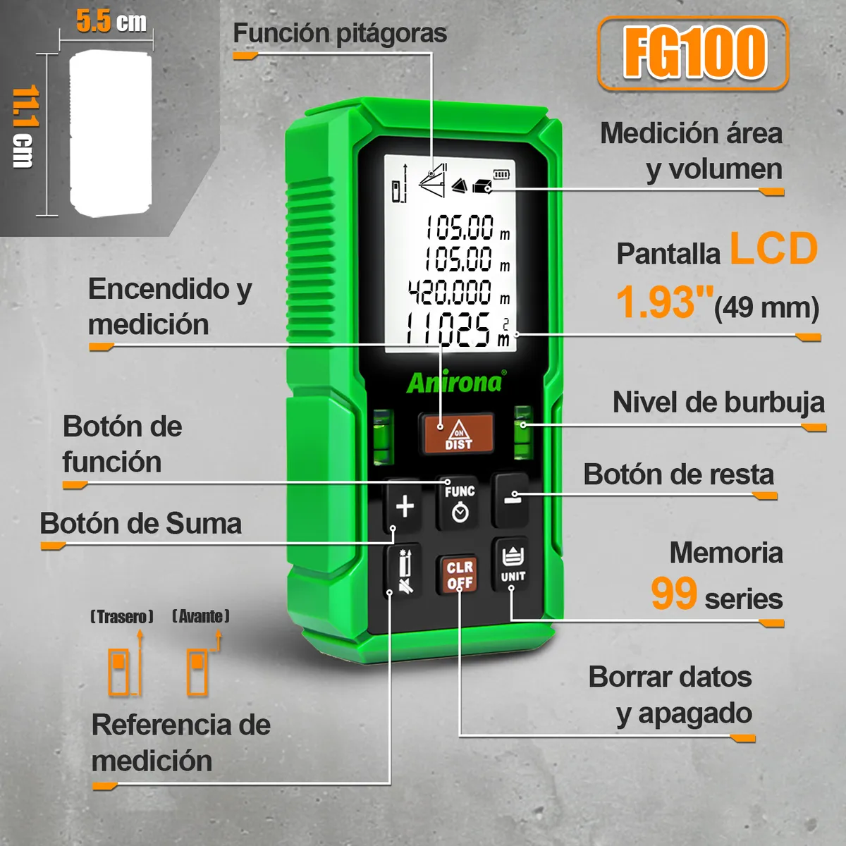 Anirona Digital Laser Rangefinder 105m Distance Meter