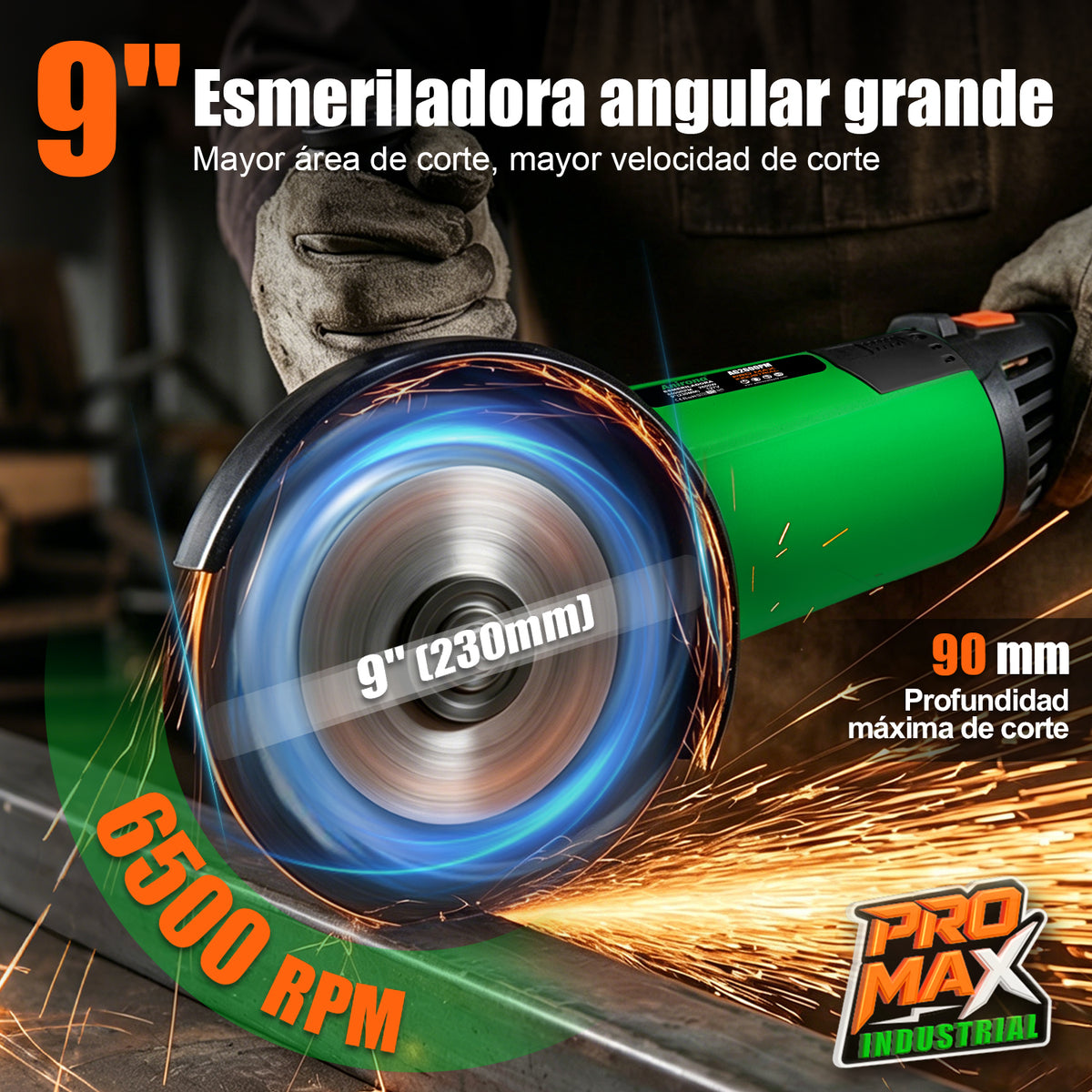 Esmeriladora Angular 9'' Industrial 2600w Anirona Promax AG2600PM