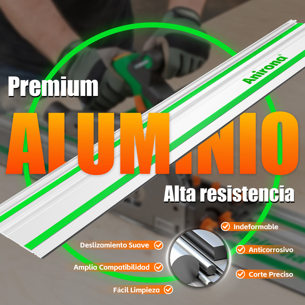 Riel Guía De Aluminio Para Sierra De Inmersión Anirona T70KIT