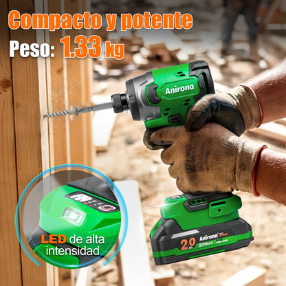 Atornillador De Impacto Sin Carbón 1/4 2baterías Anirona Pro AW260PRO