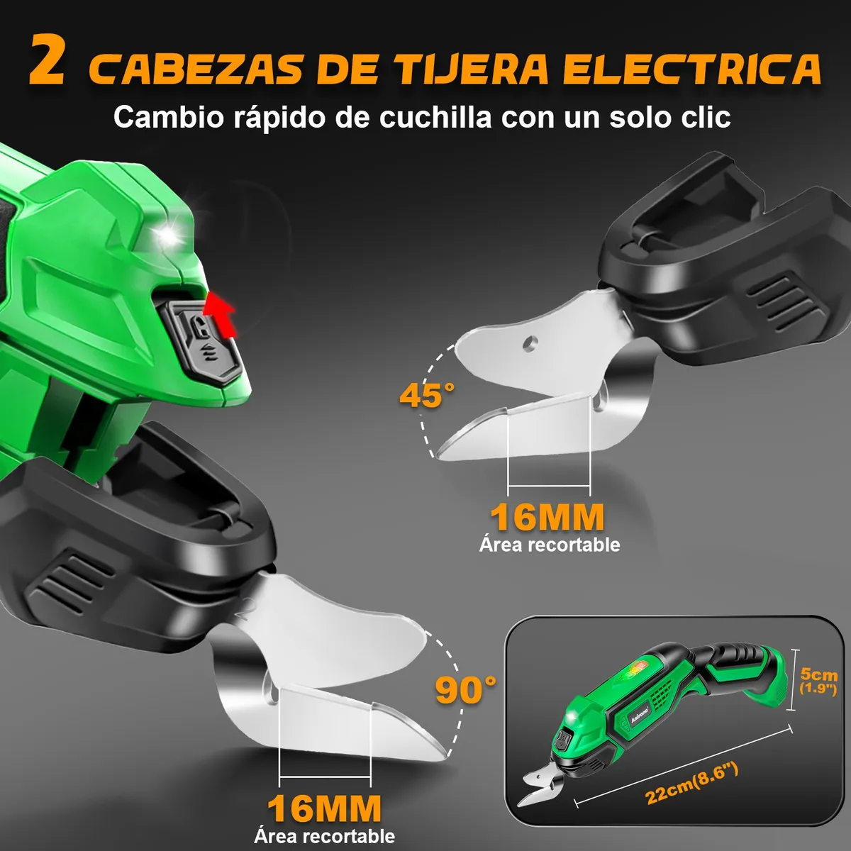 Tijera Eléctrica Inalámbrica Para Cortar Lamina Tela Anirona AS107