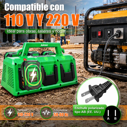 Cargador 6 Baterías Carga Simultánea Anirona 20v Ion Litio CG20-6AS