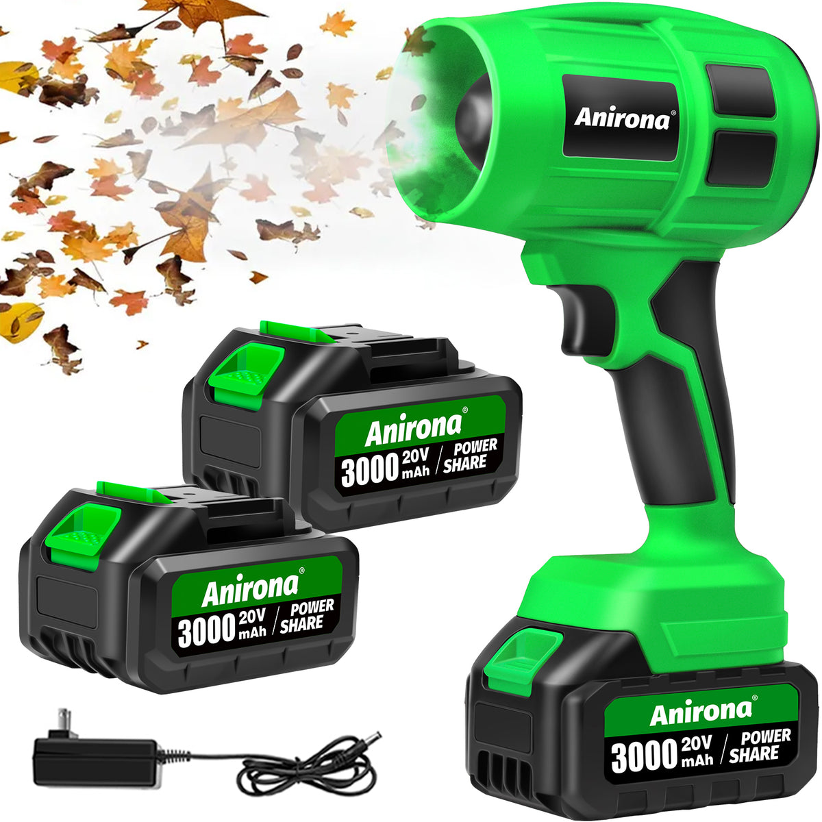 Soplador De Aire Para Hojas Inalámbrico Anirona 2 Baterías AA20-S480