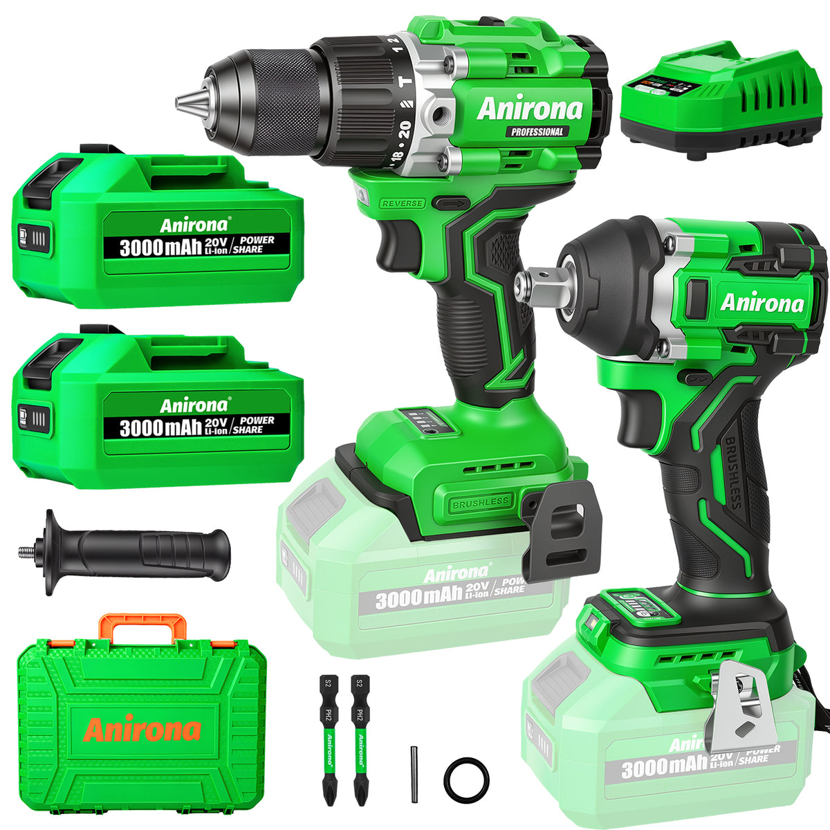 Kit Taladro Rotomartillo + Llave De Impacto 20v Brushless KIT1725